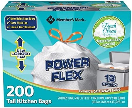 Amazon Member S Mark Tall Kitchen Simple Fit Drawstring Bags 13