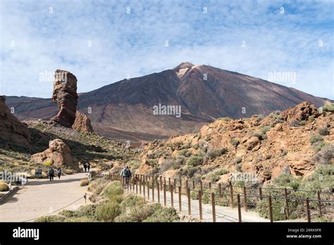 Tenerife Canary Island National Park Pico Del Teide Marked Hiking