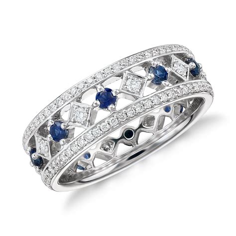 Gala Sapphire and Diamond Eternity Ring in 18k White Gold | Blue Nile