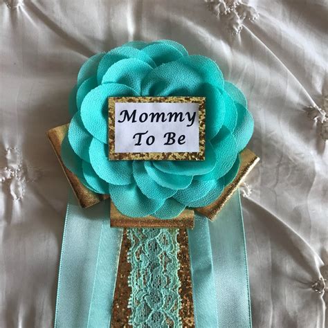 Mommy To Be Pin Baby Shower Pin Mint Green Pin Boy Flower Etsy