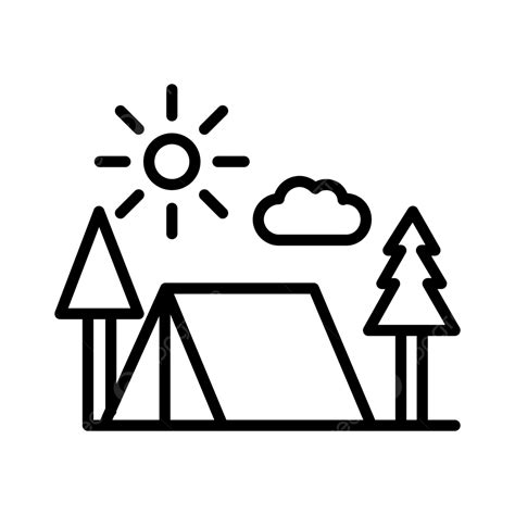 Camp Line Icon Vector Hiking Tree Camp Png And Vector With