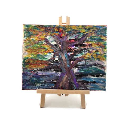 Tree of Knowledge Fluid Art Pour Painting, Abstract Tree of Life, Original Stretched Canvas ...