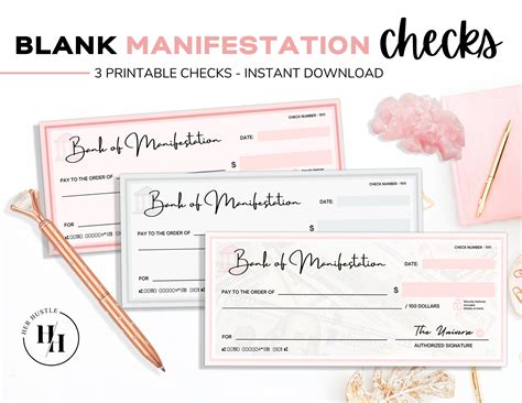 Printable Manifestation Checks Law Of Attraction Money Etsy Hong Kong