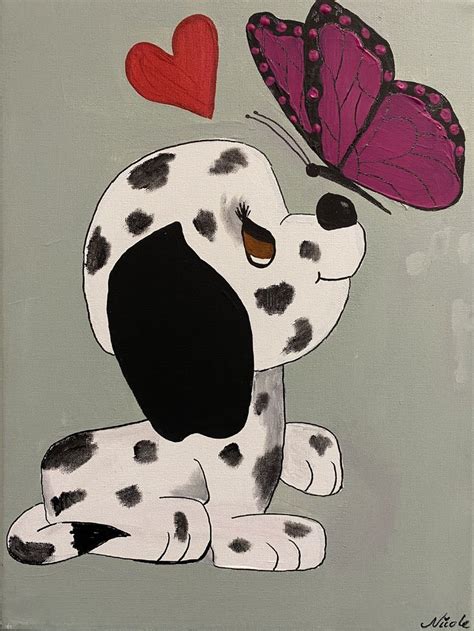 Puppy dog and butterfly | Disney canvas art, Diy canvas art, Acrylic ...