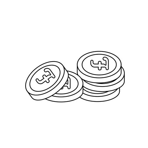 Pound coin handful in line style. Vector illustration 13461907 Vector ...