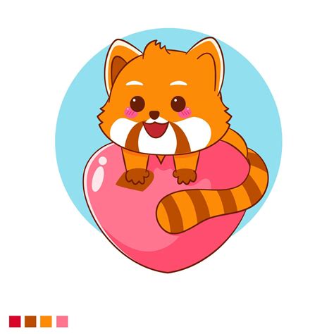 Cute Red Panda Hugging Love Cartoon Character 11990624 Vector Art At