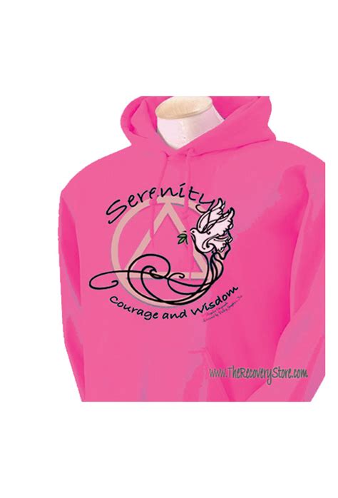 Serenity Courage Wisdom Raspberry Hoodie The Recovery Store