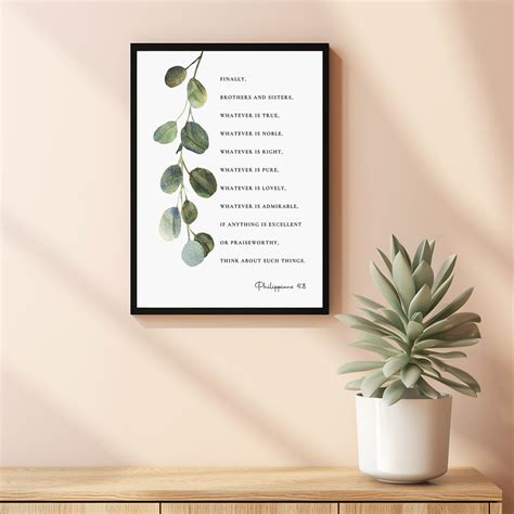 Philippians 48 Wall Art Bible Verse Print Botanical Scripture Wall A