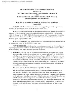 Fillable Online MEMORANDUM OF AGREEMENT Agreement Fax Email Print