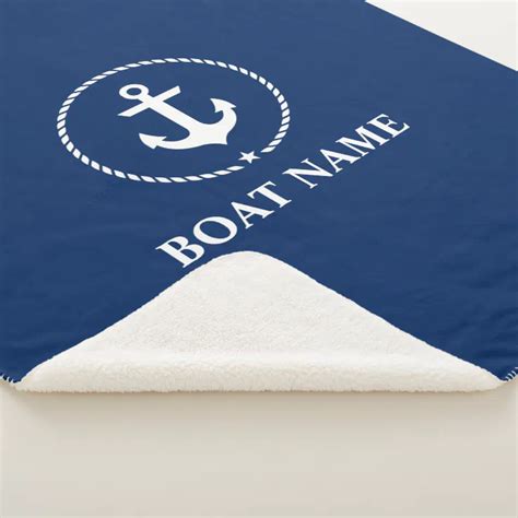 Nautical Boat Name Anchor Rope Navy Blue Sherpa Blanket Zazzle