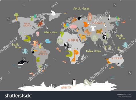 Vector World Map On Gray Background Stock Illustration 1562320891 ...