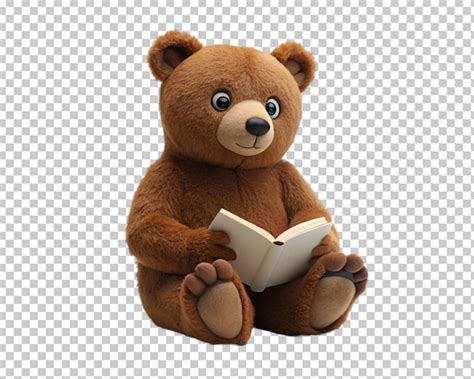 Premium Psd Teddy Bear Sitting Reading A Book