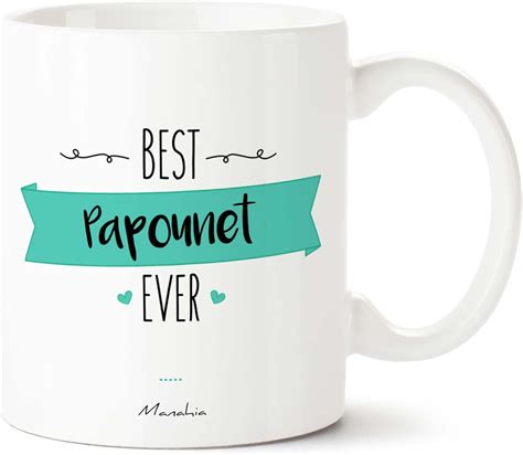 Manahia Mug Cadeau Papa Tasse Personnalisée Best Papounet Ever Avec