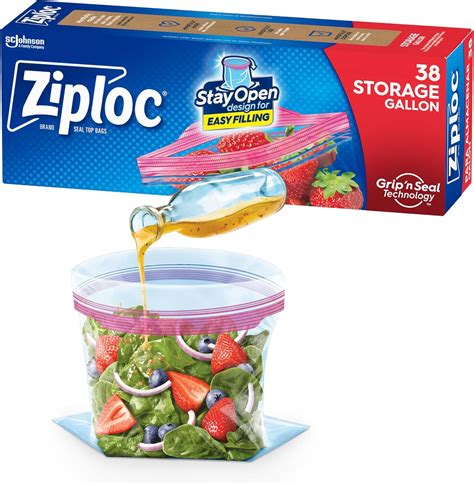 Amazon Ziploc Gallon Food Storage Bags Stay Open Design With