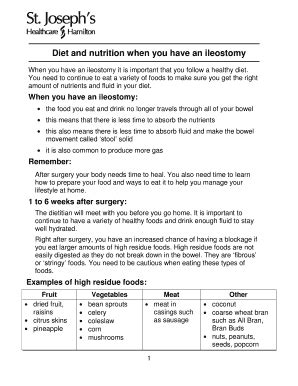 Fillable Online Diet and nutrition after ileostomy surgery Fax Email Print - pdfFiller