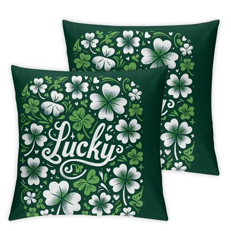 Ulloord St Patricks Day Pillow Covers Happy St Patricks Day Lucky White