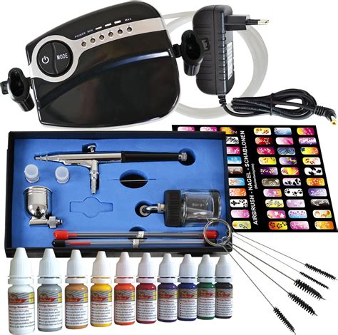 Airbrush Kompressor Set Carry Ii Schwarz Airbrush Set Mit Nail Farben