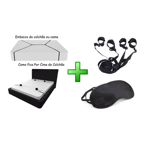 Kit Bondage Bdsm Prender Na Cama Algema Sexy Fetiche Velcro Escorrega