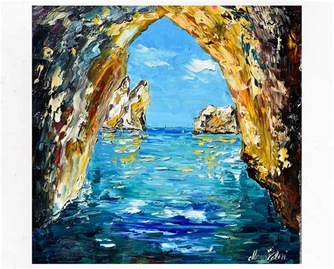 Capri Painting On Canvas I Faraglioni Wall Art Decor Gift For Woman