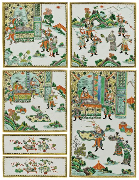 Six Chinese Famille Verte Plaques Kangxi Period Christie S