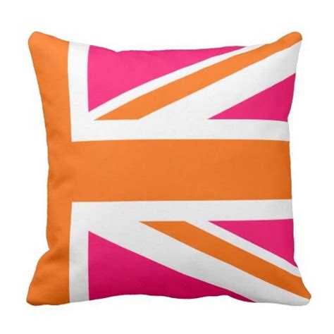 Half Pink And Orange Union Jack Throw Pillow Zazzle Throw Pillows