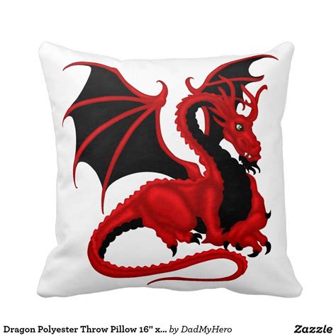 Dragon Polyester Throw Pillow 16 X 16 Red Throw Pillows Patterned