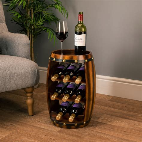 Barrel Wine Rack Wooden Free Standing 8 Bottle Storage Holder H50cm Christow 5031470169695 Ebay