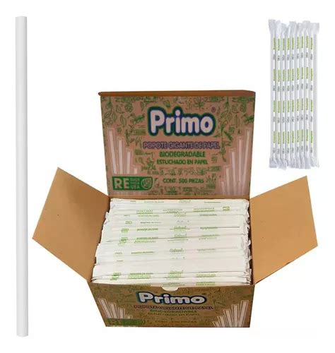 Popote De Papel Biodegradable Primo Caja Con Piezas Meses Sin Inter S