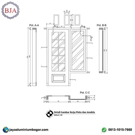 detail gambar kerja pintu  jendela