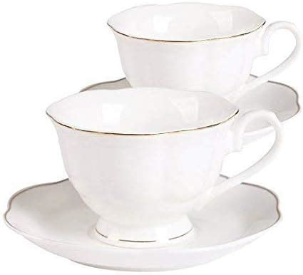 Neue Bone China Kaffeetassen mit Untertassen Set Weiß Modern Design