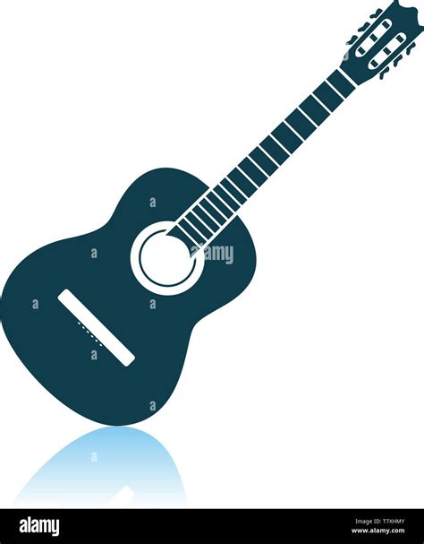 Icono de la guitarra acústica Diseño reflejo de sombra Ilustración