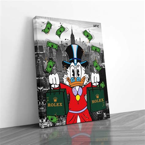 Rolex X Scrooge Mcduck Ny Canvas Alec Monopoly Inspired Wall Decor