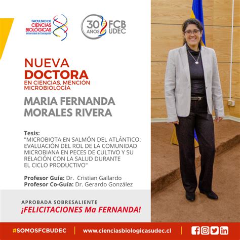 Nueva Doctora Mar A Fernanda Morales Facultad De Ciencias Biol Gicas