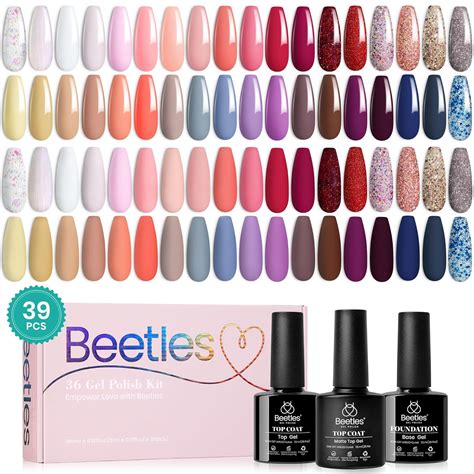 Beetles Glitter Gel Nail Polish Set 39 Pcs Pink Pastel