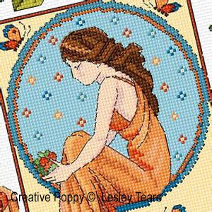 Lesley Teare Designs Art Deco Rose Lady Cross Stitch Pattern