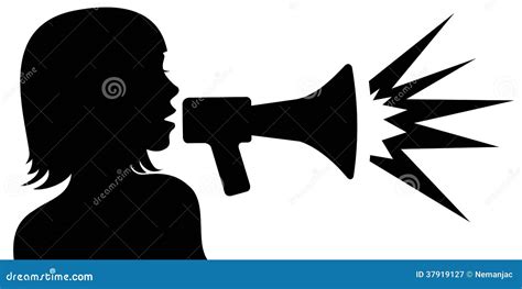 Megaphone Woman Silhouette Cartoon Vector | CartoonDealer.com #54840553