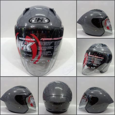 Jual HELM HALF FACE NHK N1 MAX SOLID SINGLE VISOR DIM GREY GLOSY