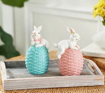 Set Of Bunnies Resting On Eggs By Valerie H Easter Egg Basket