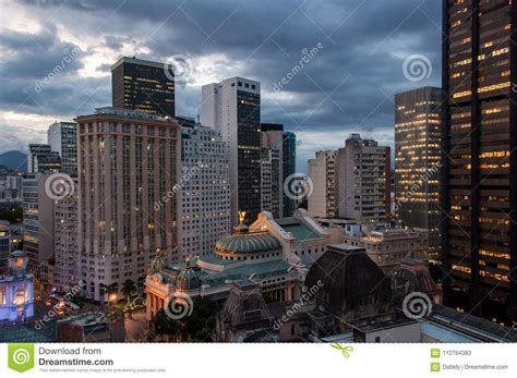 Rio De Janeiro Downtown At Night Stock Image Image Of Evening Night