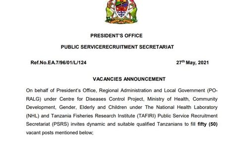 Vacancies Tamisemi Wizara Ya Afya Ajira Peak Nafasi Za Kazi Leo