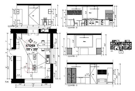 Beautiful Kitchen Elevation Section And Plan Details Dwg File Kitchen ...