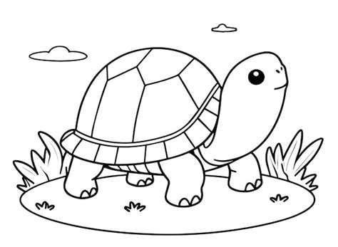 Un Dibujo En Blanco Y Negro De Una Tortuga Con Una Pelota En Ella