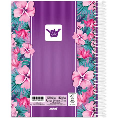 Caderno Universit Rio Capa Dura X Folhas Hang Loose Roxa