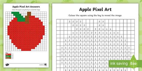 Free Apple Pixel Art Template L Insegnante Ha Fatto