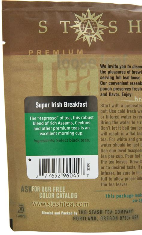 Stash Tea Super Irish Breakfast Loose Leaf Tea 1.75 Ounce Pouches (Pack ...