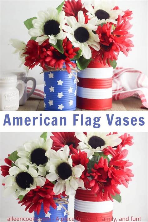 Diy American Flag Vases Patriotic Centerpieces Christmas Jars Tin