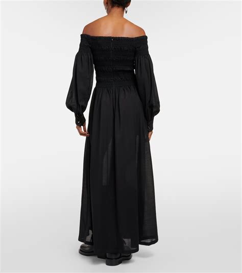 Manu Off Shoulder Virgin Wool Maxi Dress In Black Max Mara Mytheresa