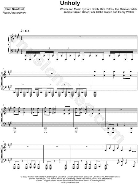 Eliab Sandoval Unholy Sheet Music Piano Solo In F Minor Download