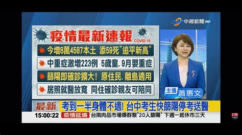 2022 05 21中視1500即時新聞現場 考到一半身體不適 台中考生快篩陽停考送醫 Youtube