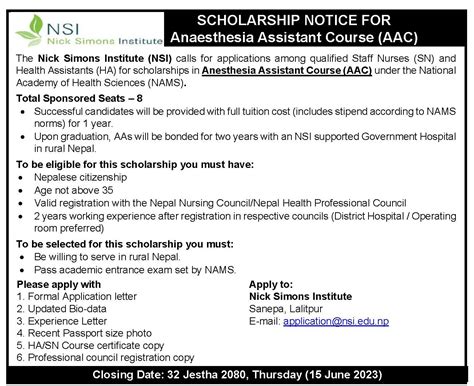 AAC Scholarship Notice NSI Nick Simons Institute